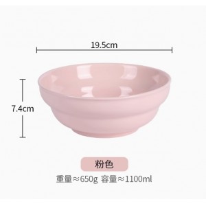 手捏亮光餐具-葫芦面碗-粉色